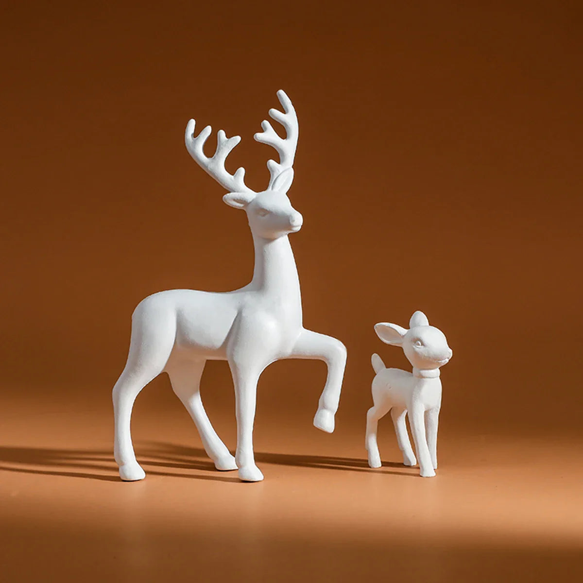 2-Piece Mother & Baby Deer Figurines – Cute Kawaii Sculptures for Kids Room & Christmas Home Decor