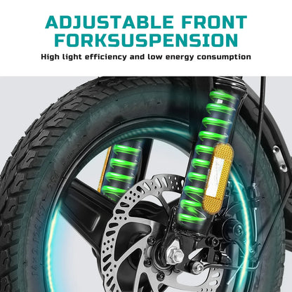 Folding Electric Bike - 560W Motor 48V Removable Battery 20 MPH Speed with 32 Miles Range