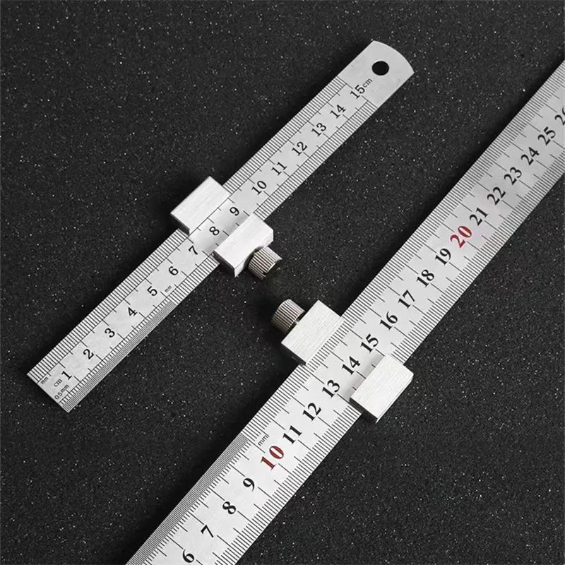 Metal Carpenter Square Ruler — Woodworking Measuring & Marking Gauge with Positioning Block