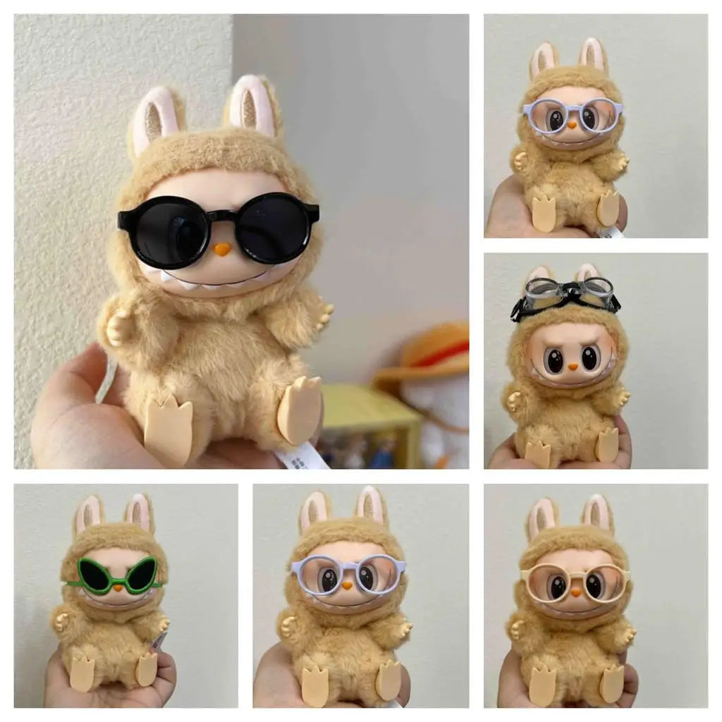 17cm Mini Plush Doll Clothes – Kpop EXO Labubu Idol Outfit with Glasses & Sunglasses Accessories Gift