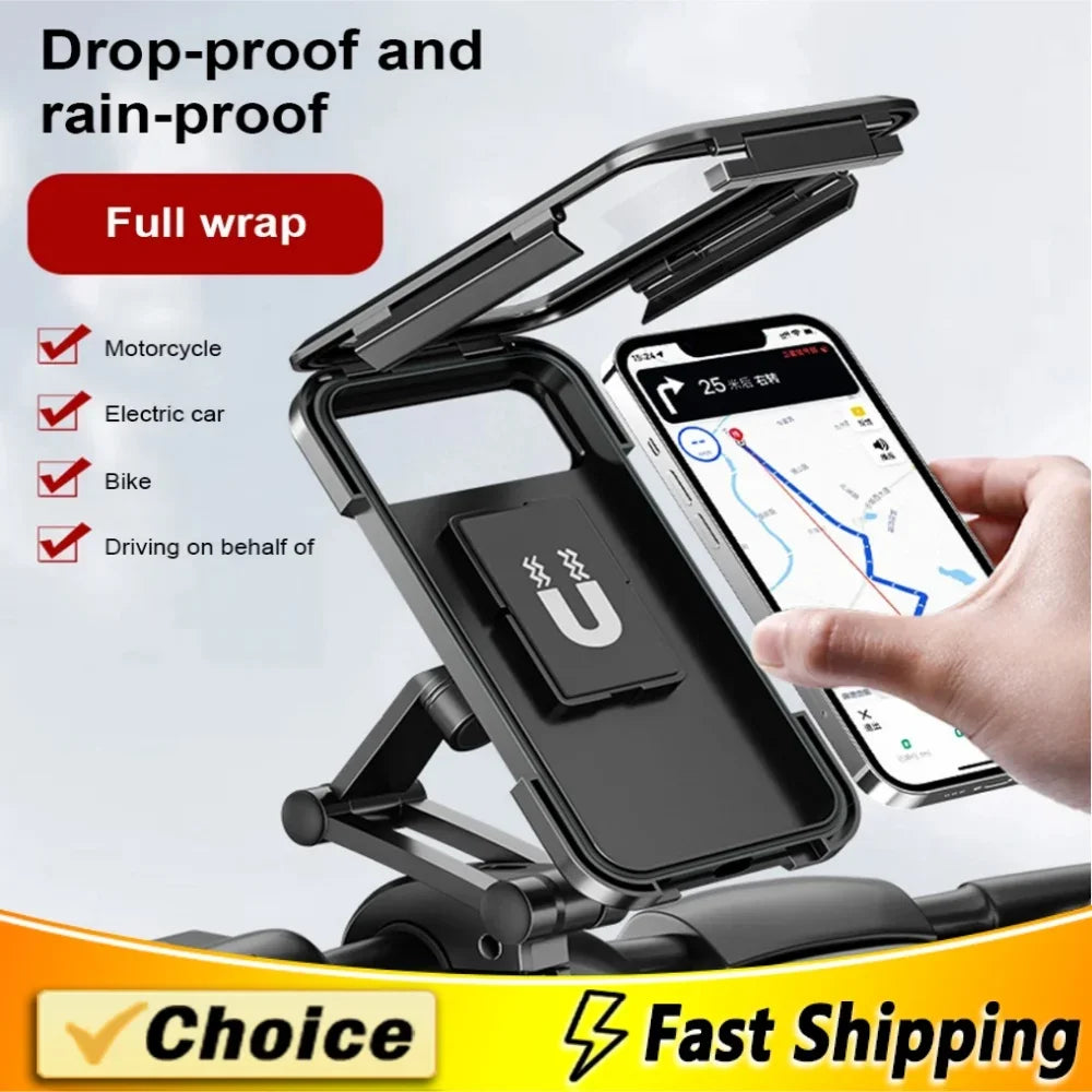 Waterproof Motorcycle Bike Mobile Phone Holder – Universal Bicycle GPS Support – 360° Swivel Adjustable Cellphone Holder
