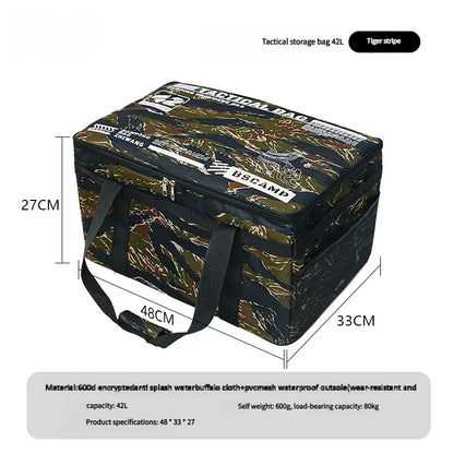 30-42L Waterproof Tactical Camping Storage Bag – Insulated Folding Organizer for Outdoor Gear, Picnic, and Field Equipment
