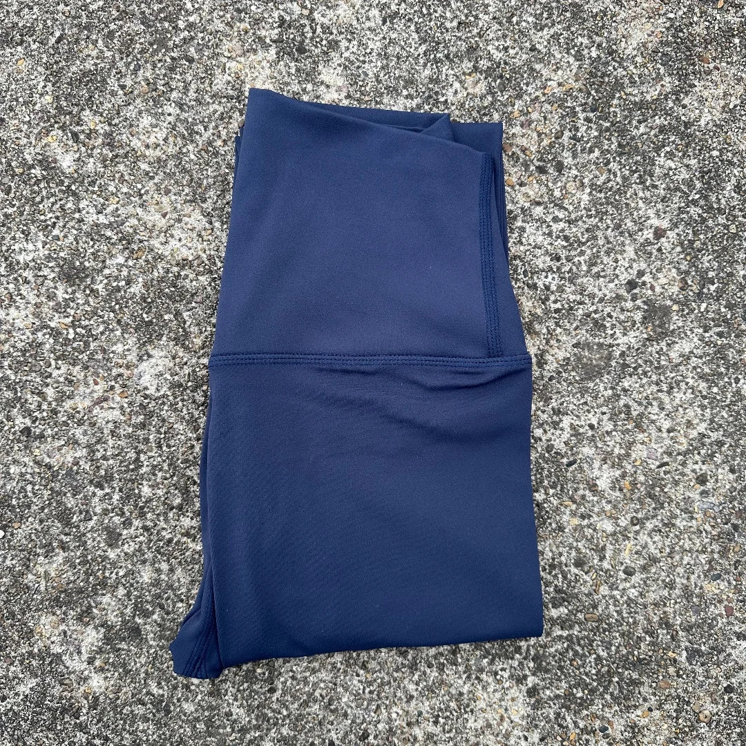 High Waist Women's Yoga Leggings - Solid Color Cropped Gym & Training Pants with Back Pocket