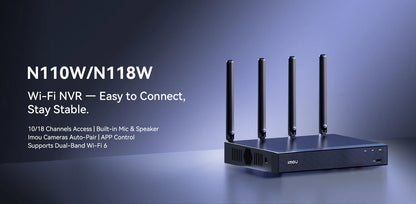 IMOU 10/18CH Wireless NVR – Dual-Band 2.4/5GHz Wi-Fi Network Security System, Metal Shell