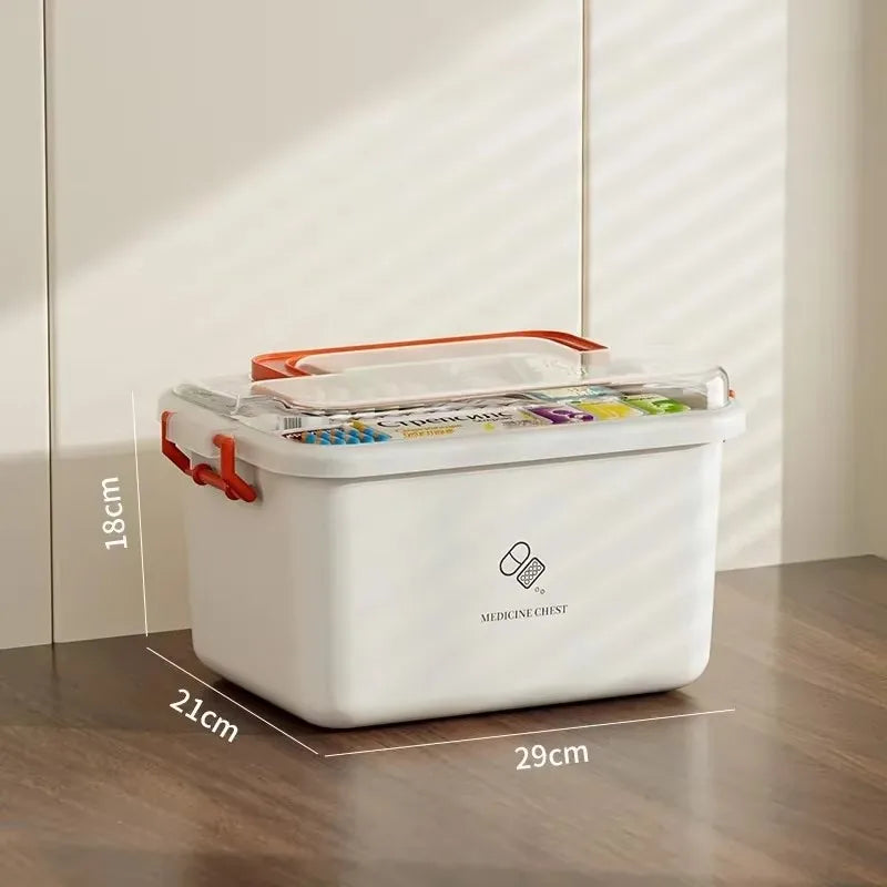 Large Capacity Medicine Box – Portable Home First Aid Kit with Multi-Layer Drug Storage for Family Emergencies