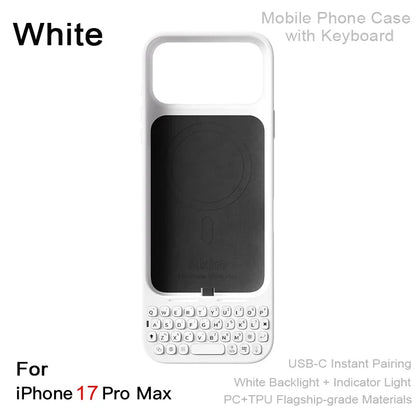 Magnetic Phone Case with Keyboard - All-in-One Wired External Keyboard Case for iPhone 16 Pro Max & 17 Pro Max