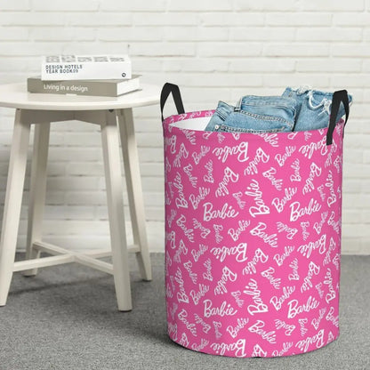 Custom Barbie Logo Laundry Basket – Collapsible Large Capacity Clothes Storage Bin, Disney Baby Hamper