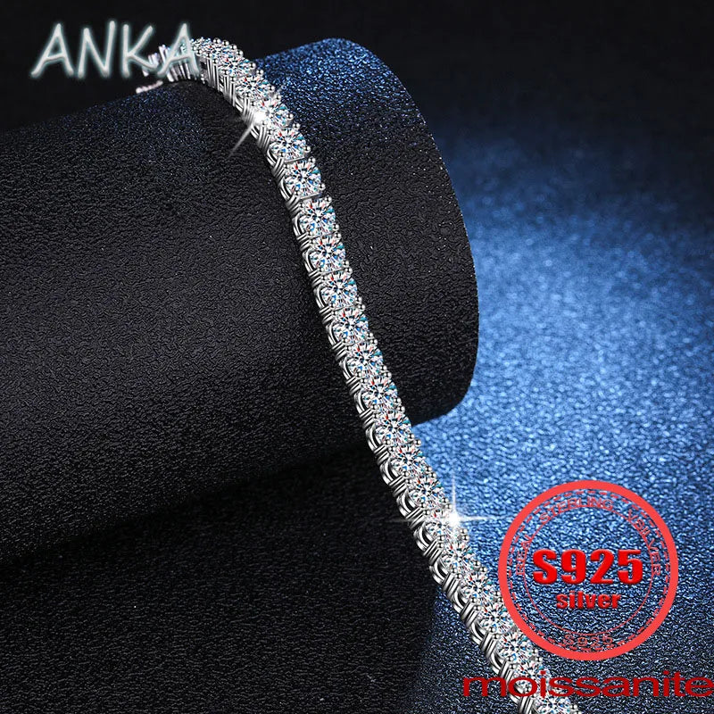 Sterling Silver 925 Moissanite Tennis Bracelet – 0.3CT Full Row Sparkling Moissanite Jewelry