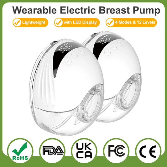 Hands-Free Electric Breast Pump — Wearable Lightweight Milk Collector with LED Display, 4 Modes & 12 Levels