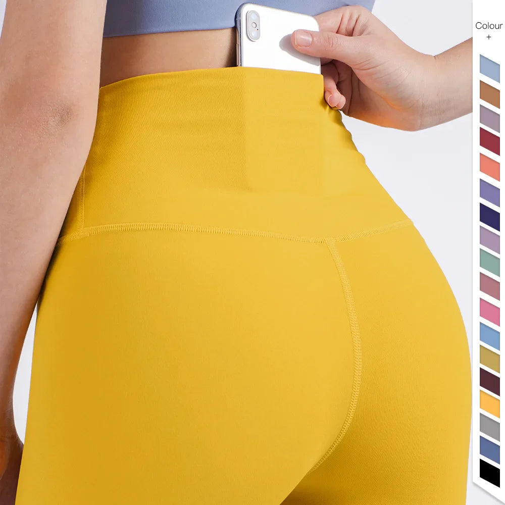 Naked Feel Butt-Lifting Yoga Leggings for Women – High Waist Sports Tights with Hidden Waist Pockets, Gym Fitness Wear