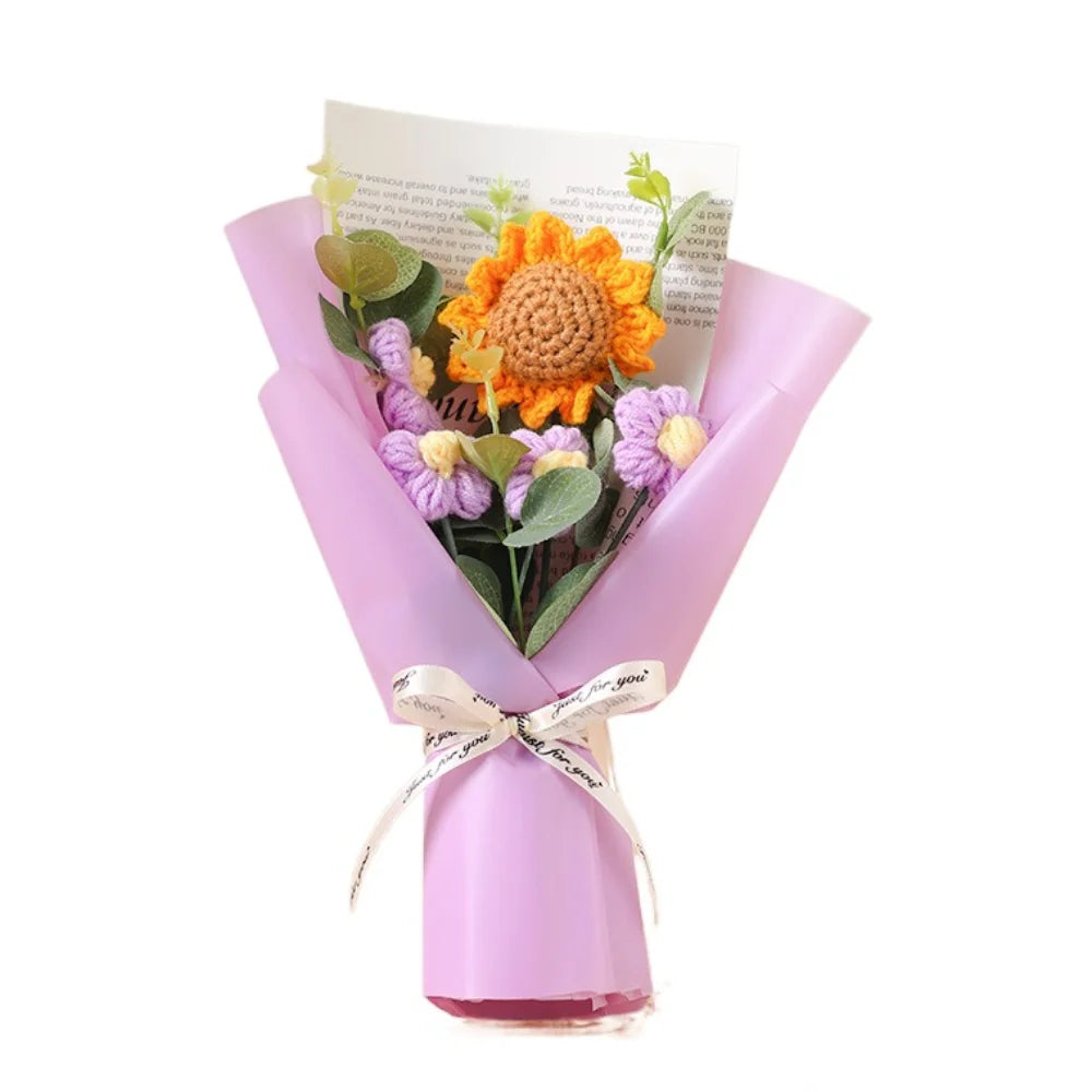 Handmade Artificial Flower Crochet Bouquet – Sunflower & Daisy Eternal Flowers, Anniversary, Mother’s Day & Birthday Gift