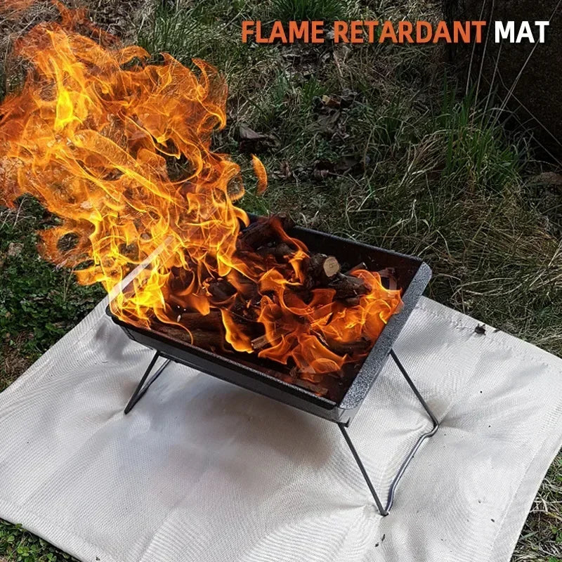 Outdoor Camping Fireproof Mat – Flame Retardant Picnic, Barbecue & Insulation Blanket, High-Temperature Fiberglass Mat