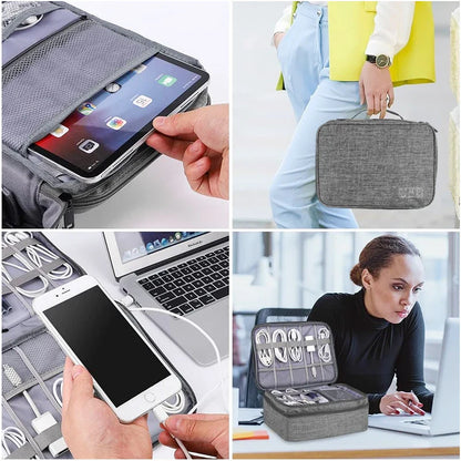 Portable Waterproof Travel Cable Storage Bag – Digital Organizer for USB Cables, Chargers & Plugs