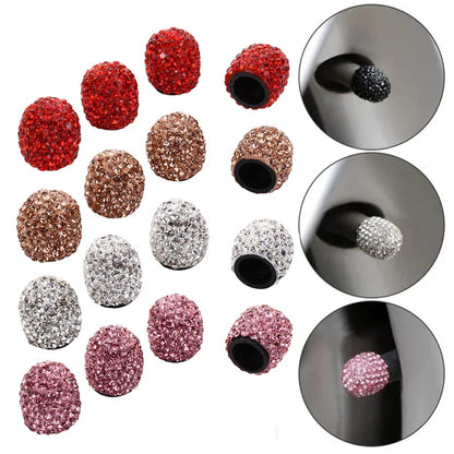 4pcs Diamond Car Tire Valve Caps: Sparkling Dust-Proof Wheel Valve Covers | Bling Crystal Styling Accessories