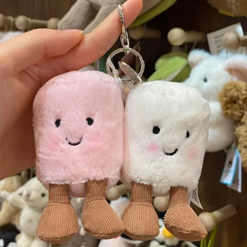 Hot Fun Marshmallow Keychain – Cute Two-Tone Cotton Candy Soft Bag Pendant, Doll Accessory for Xmas Gifts