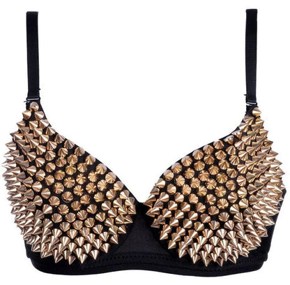 AONVE Sexy Rhinestone Lingerie – Gold/Silver Plunge Wire-Free Bralette with Sequined Cover Top