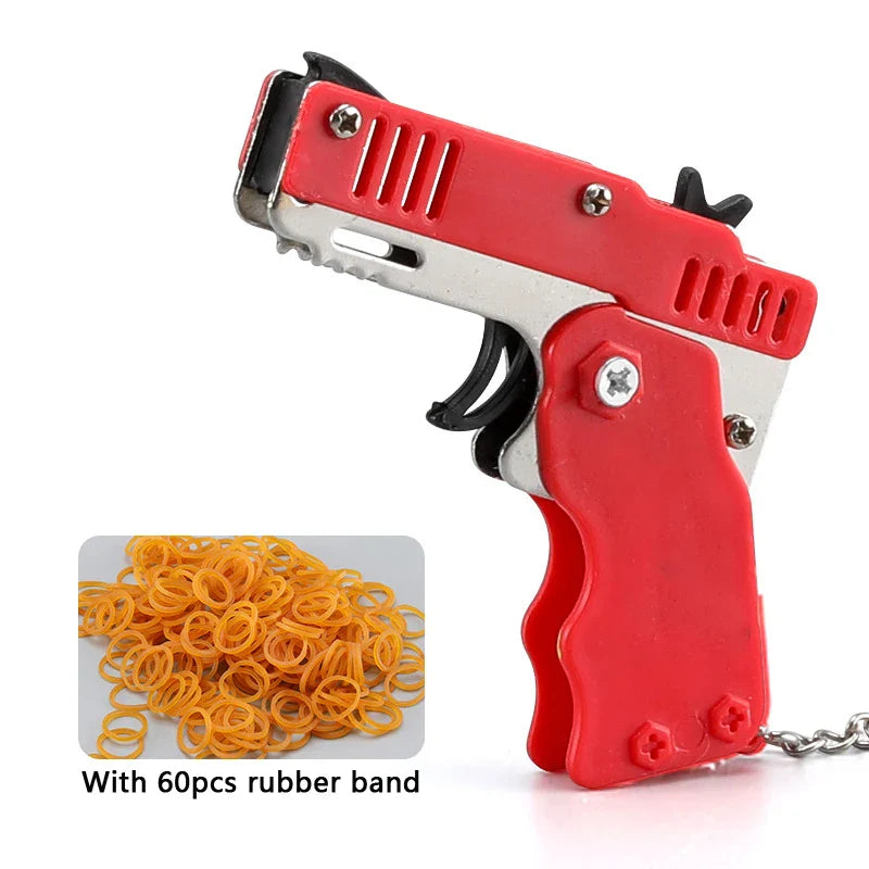 Mini Metal Gun Keychain – Folding Pistol Toy for Kids, Car Styling & Outdoor Gift