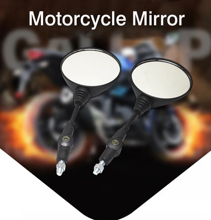 10mm Black Aluminum Motorcycle Side Mirror — Universal 360° Adjustable, Foldable, Anti-Fall Rearview Mirror