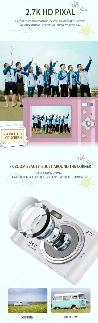 Digital Kids Camera — Compact 1080P Camcorder with Autofocus, 8x Zoom for Beginner Photography