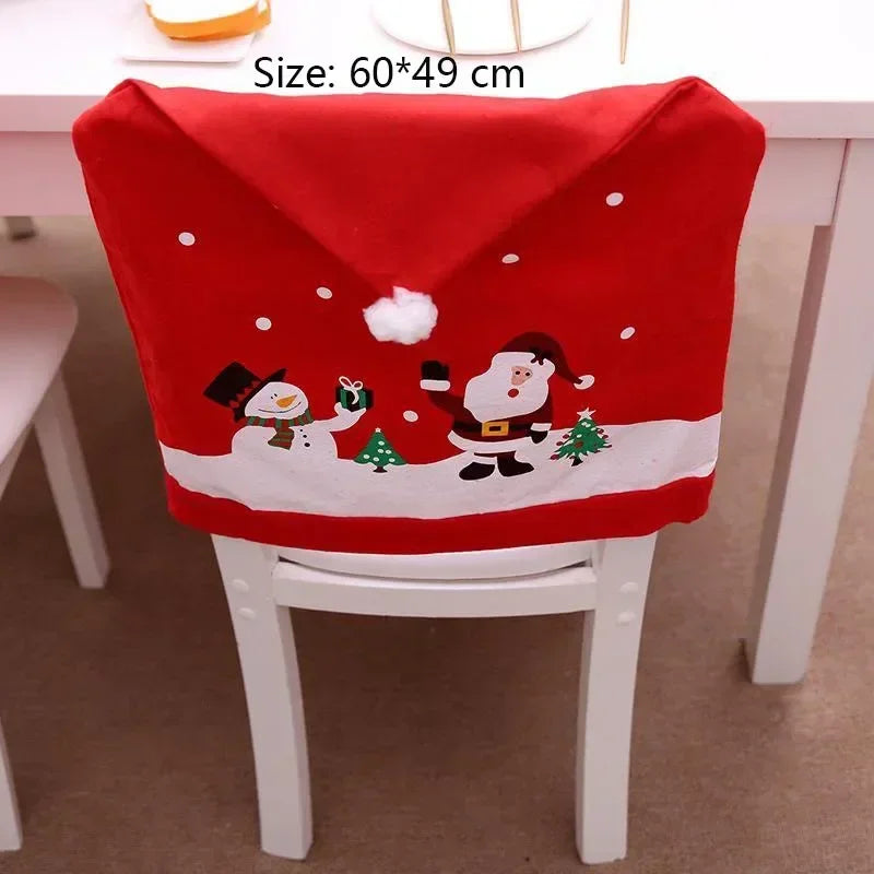 Christmas Chair Decoration Set - Cartoon Holiday Chair Covers and Festive Home Decor Supplies for Christmas Celebration