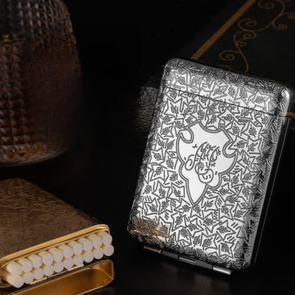 Vintage Engraved Cigarette Case - 16-Piece Capacity Pocket Tobacco Storage Box, 84mm Smoking Accessory Holder