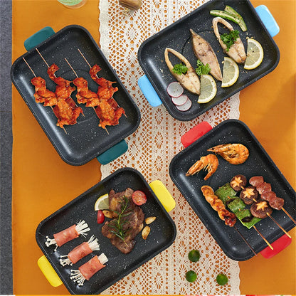 Multifunctional Electric BBQ Grill – 26cm Square Mini Electric Baking Tray and Wok for Pancakes, Steak, and Kitchen Frying