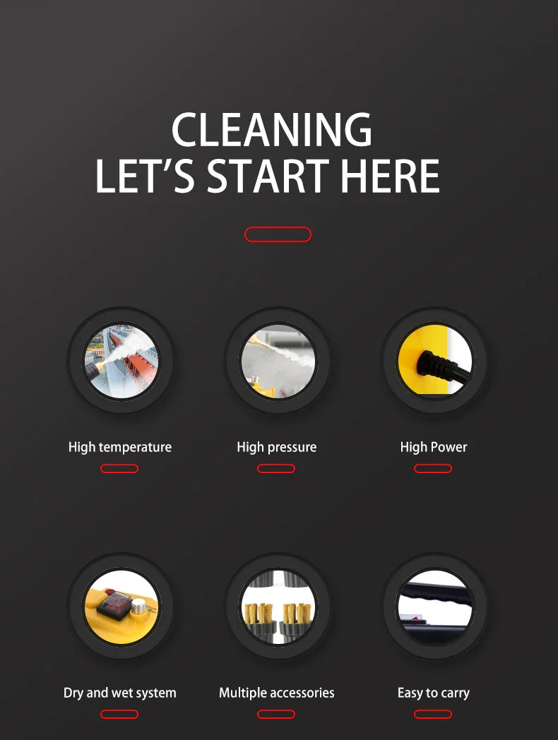 High-Temperature Home Steam Cleaner – Sterilization for Air Conditioning, Kitchen Hood & Car, 110V/220V