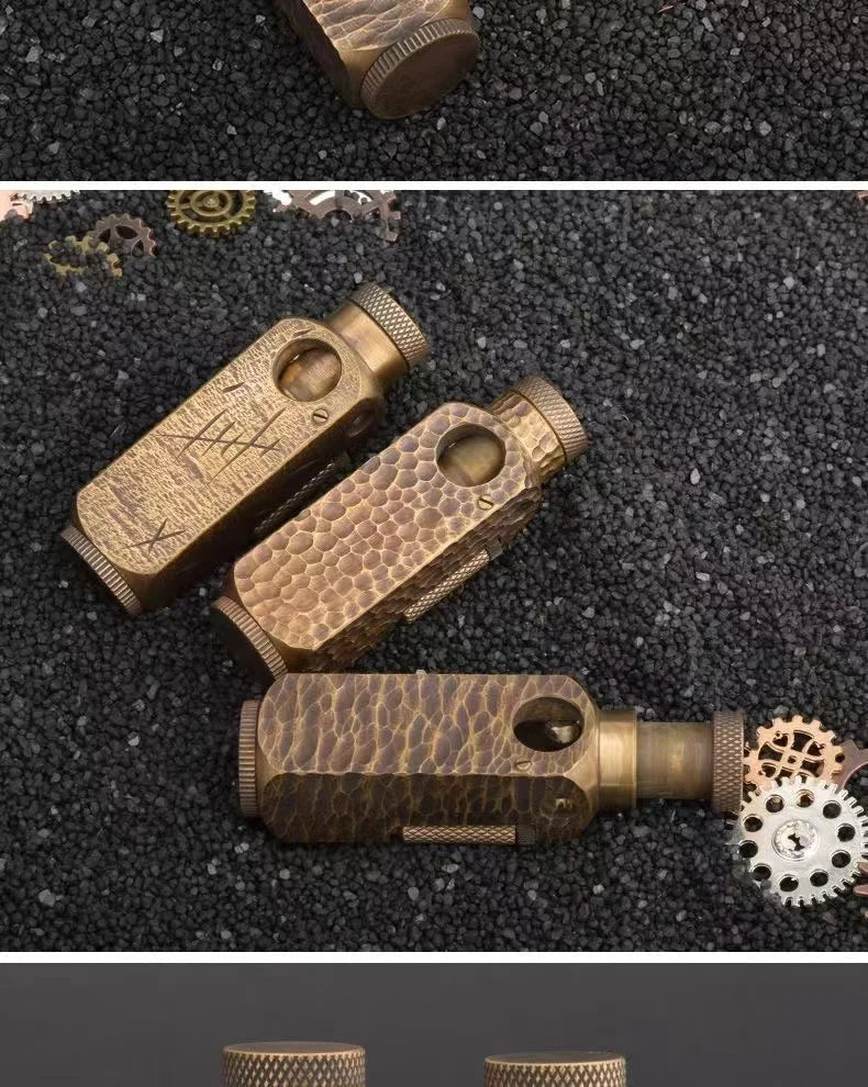 Handmade Brass Carved Trench Kerosene Lighter – Vintage Flamidor Gasoline Lighter, Heavy Men's Smoking Gift Collection