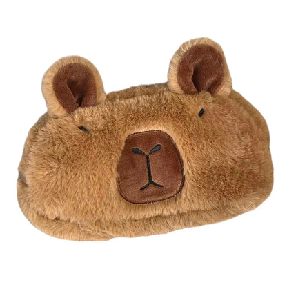 Cute Plush Capybara Pencil Storage Bag - Cartoon Animal Pen Case, Multifunctional Large Capacity Stationery Pouch
