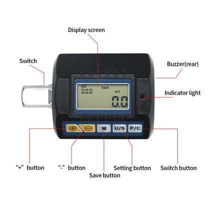 SHAHE Digital Torque Adapter 1/2" Drive with 3/8" & 1/4" Adapters - Electronic Torque Wrench for Car & Bike Repair