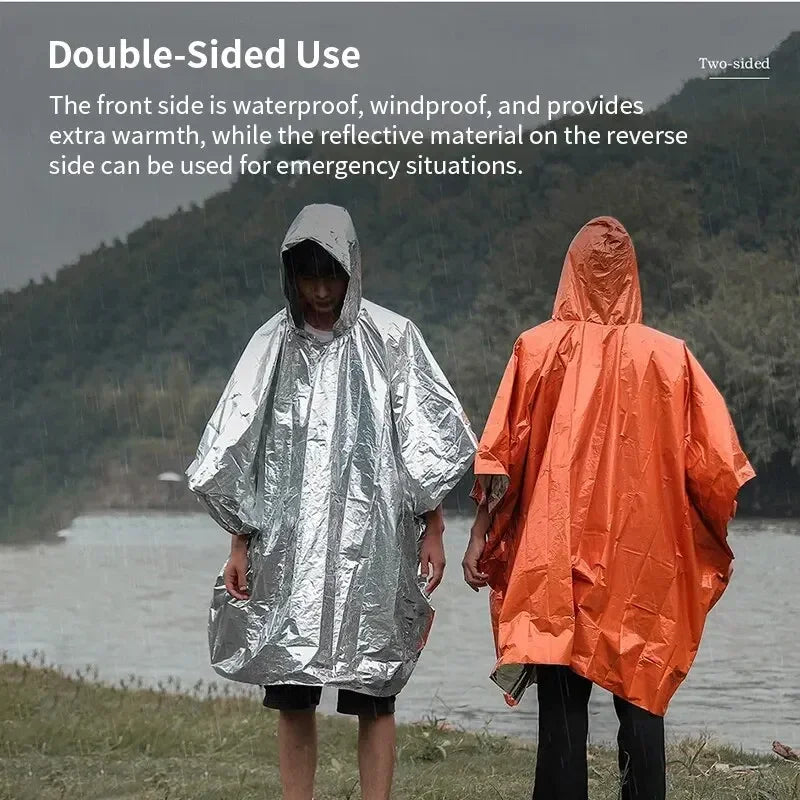 Outdoor Multifunction Raincoat - Waterproof Camping Raincoat & Reflective Emergency Survival Gear