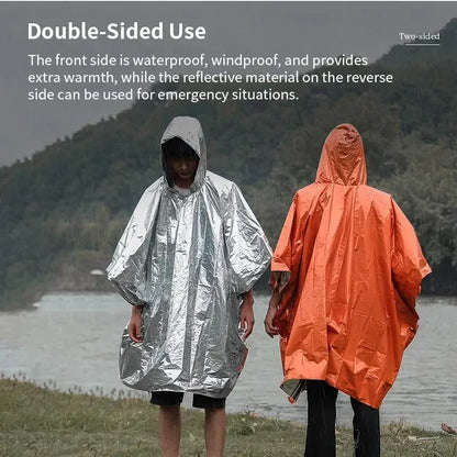 Outdoor Multifunction Raincoat - Waterproof Camping Raincoat & Reflective Emergency Survival Gear