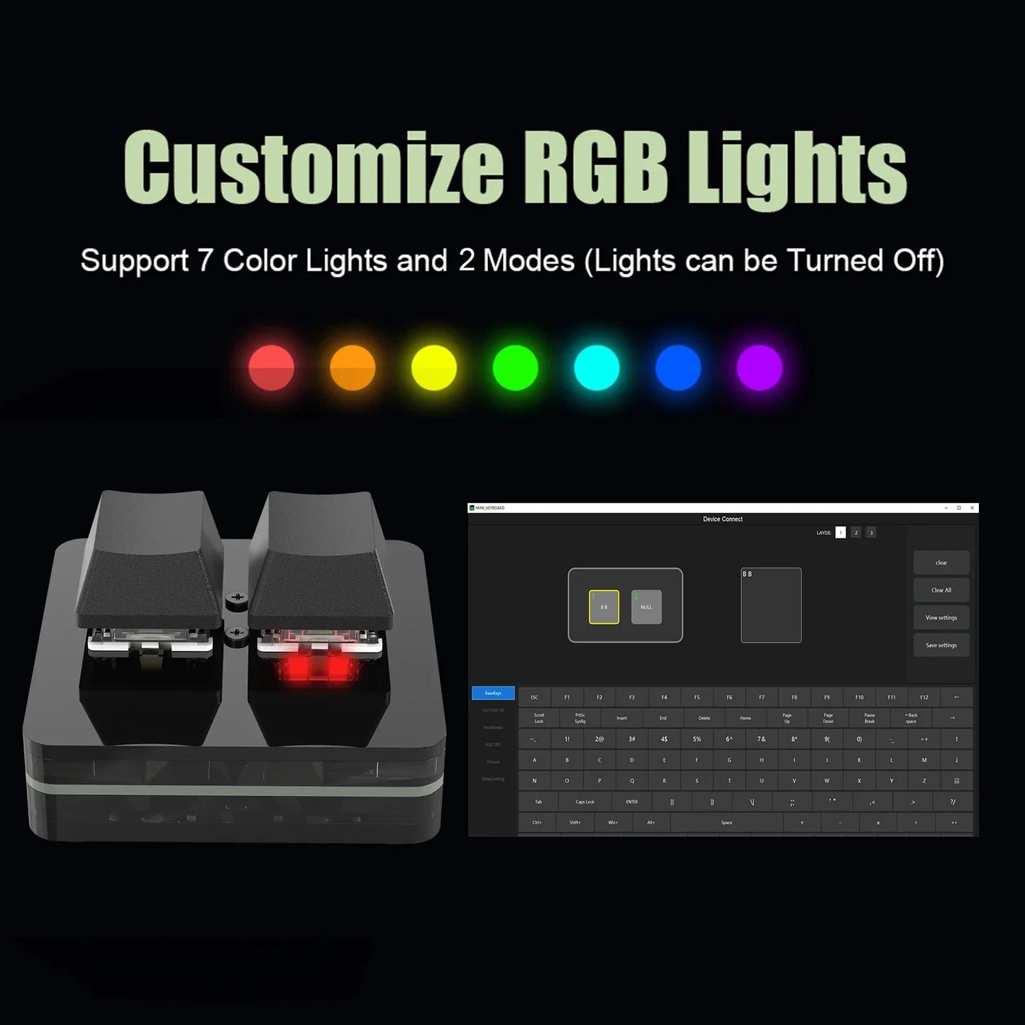 RGB Macropad Mini Programming Keyboard with Knob – Hot Swappable 3-Key Custom Gaming & Photoshop Controller