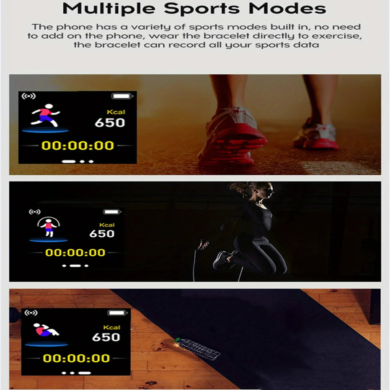 Smartwatch Fashion Sports Bracelet for Women & Men, Multi-Function USB Charging, Compatible with Xiaomi & Huawei