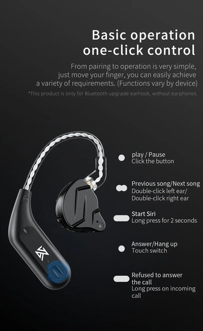 KZ AZ09 HD Bluetooth Earphones – Wireless HIFI Ear Hook Headset with Charging Case, Compatible with KZ EDXPRO ZSNPRO ZS10PRO