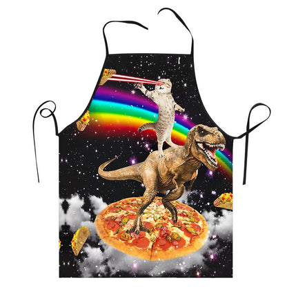 Unisex Space Pizza Cat Meme Bib Apron – 68x95cm Funny Animal Cooking & Baking Tablier for Adults