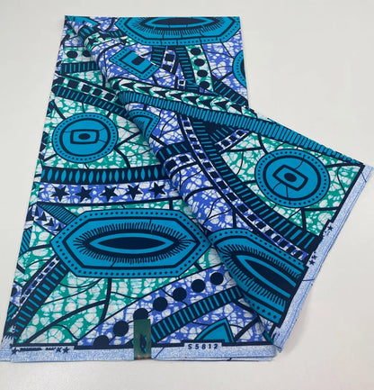 African Real Print Ankara Wax Fabric - Soft 100% Cotton Pagne 6 Yards