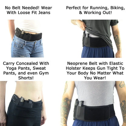 Tactical Concealed Carry Belly Holster Waist Band Belt – Portable Hidden Gun Holster for Outdoor Hunting & Self Defense