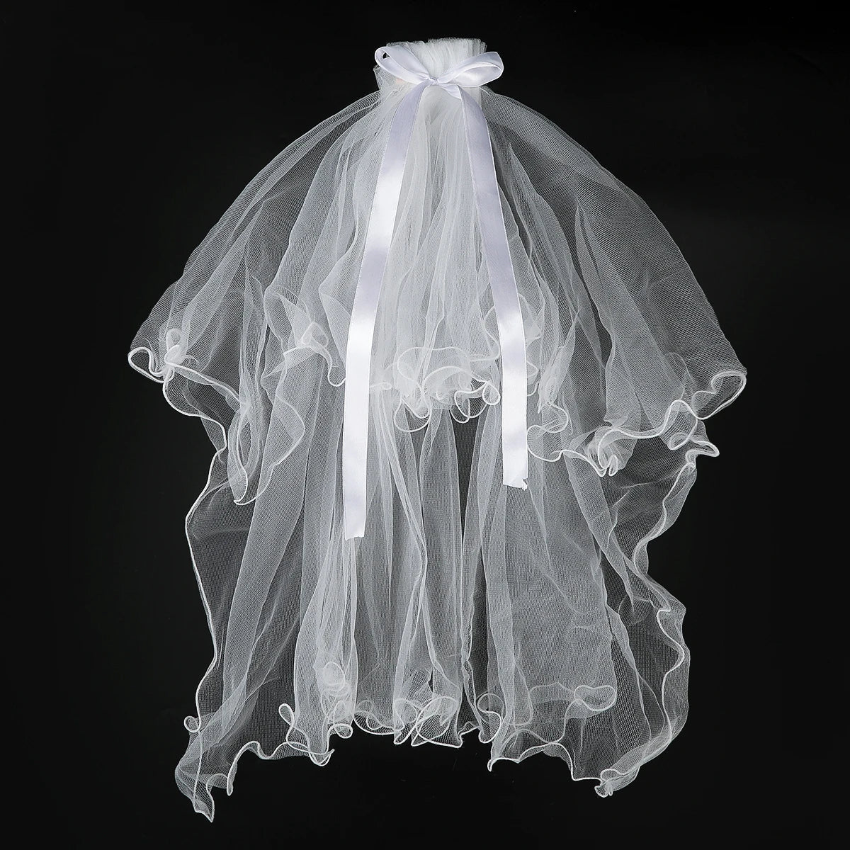 White Tulle Bow Veil Hairpin with Pearls – Elegant Bridal & Bachelorette Hair Clip for Weddings, Parties, and Gifts