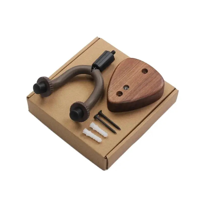 Wall Mount Guitar Hanger — Walnut Hook for Ukulele, Electric Guitar & Bass, Adjustable Display Stand