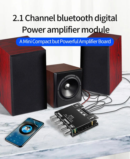 ZK-MT21 Bluetooth 5.0 2.1 Subwoofer Amplifier Board – CS8673E 50W×2 + 100W Stereo Bass Audio AMP with AUX Input