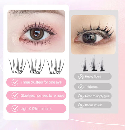 Yelix Self-Adhesive False Eyelashes — Reusable DIY Cluster Lashes, Glue-Free, Natural Soft