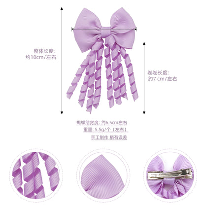 10pcs (5 Pairs) Baby Girls Hair Clips with 2.5" Grosgrain Ribbon Curly Korker Bows Hairpins