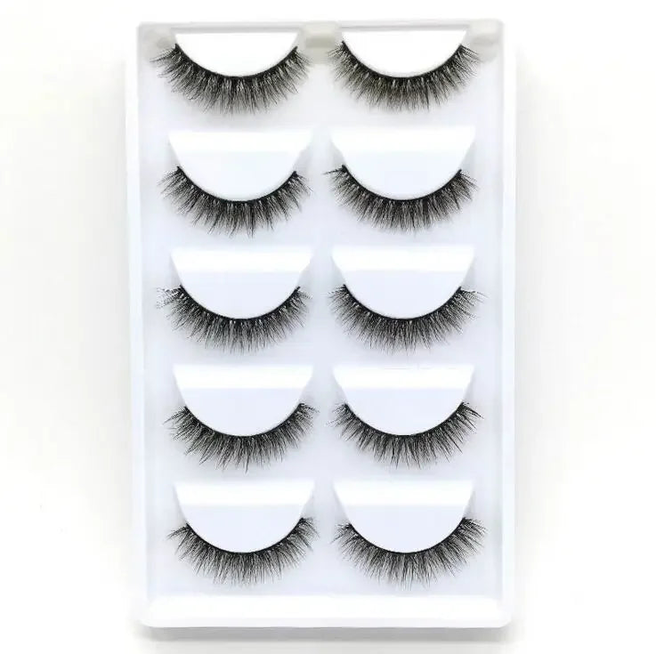 5 Pairs 3D Real Mink False Eyelashes – Soft Natural Look Eyelash Extensions for Makeup & Daily Wear