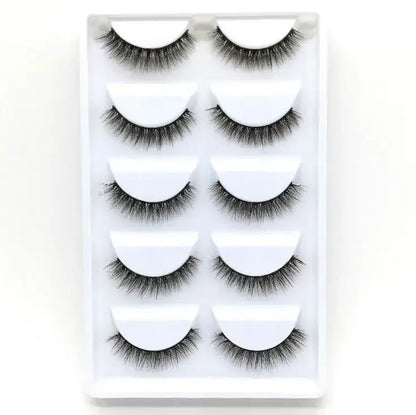 5 Pairs 3D Real Mink False Eyelashes – Soft Natural Look Eyelash Extensions for Makeup & Daily Wear