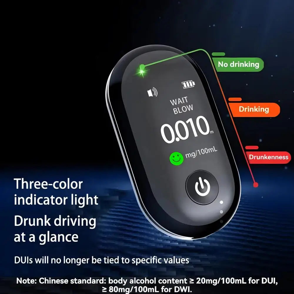 New Mini USB Rechargeable Alcohol Breathalyzer – Professional Alcoholometer with Large Battery Capacity