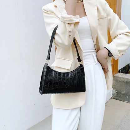 Retro Alligator Pattern PU Leather Handbag for Women – Small Shoulder & Clutch Tote Purse