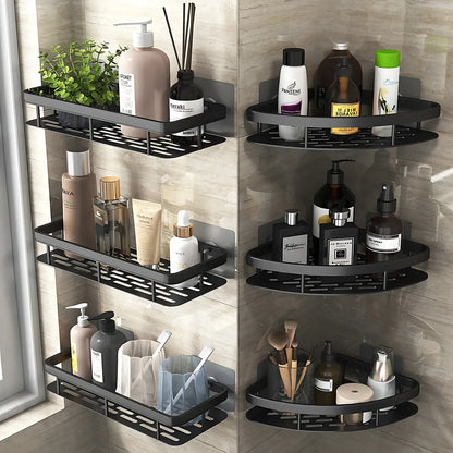 Aluminum Alloy Bathroom Shelf - No Drill Kitchen Storage Organizer, Shampoo Rack, Shower Shelf, Easy Install Bathroom Accessories