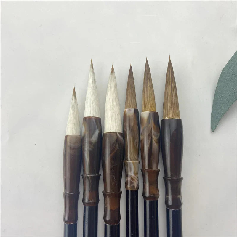 6PCS Chinese Calligraphy Brush Pen Set – Wool & Weasel Hair Brushes for Painting & Script Writing