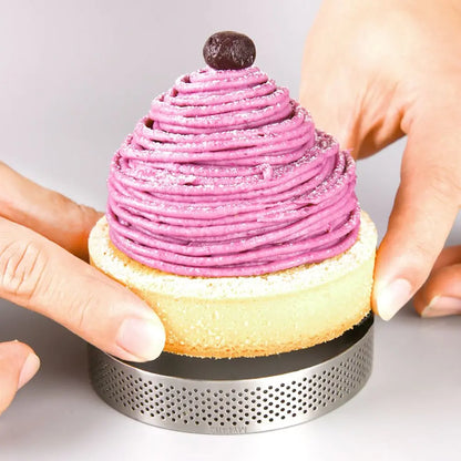 Stainless Steel Tartlet Molds: Bakeware Perforated Decorating Tool - Circle Cake Mold, Ideal Tart Ring for Perfect Desserts